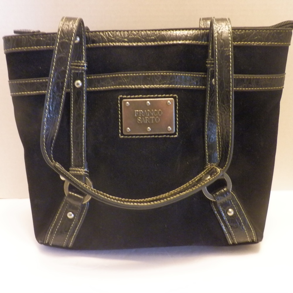 Franco Sarto Black Suede Shoulder Bag
